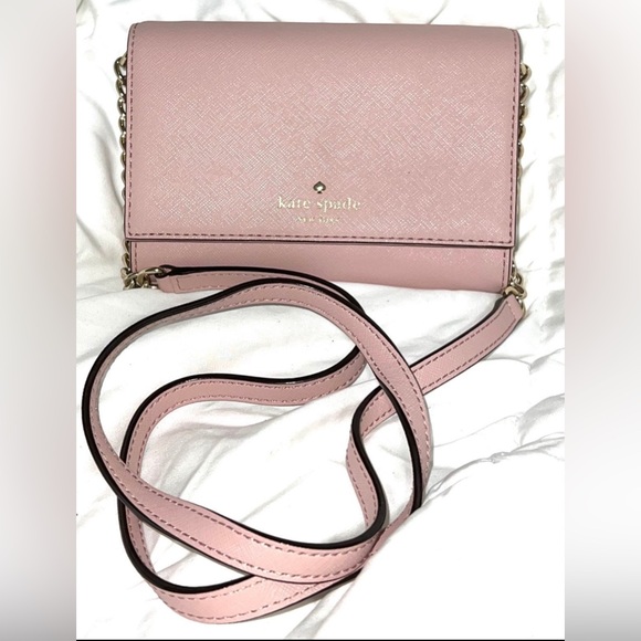 KATE SPADE: Crossbody Clutch Bag Pink w/ Gold Chain Strap Small Purse for Girls - Picture 7 of 7